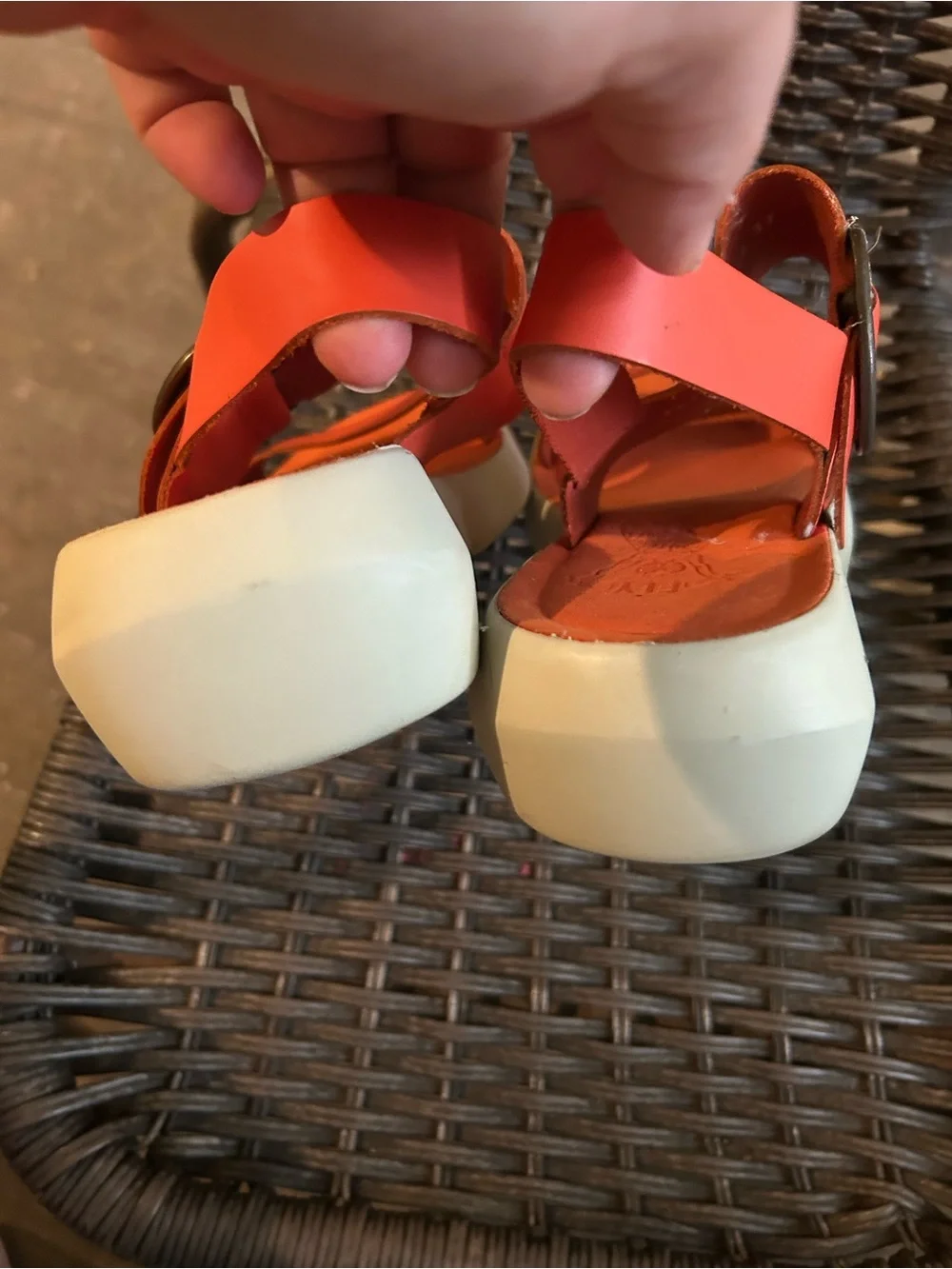 Orange Buckle Strap Sandals London fly leather